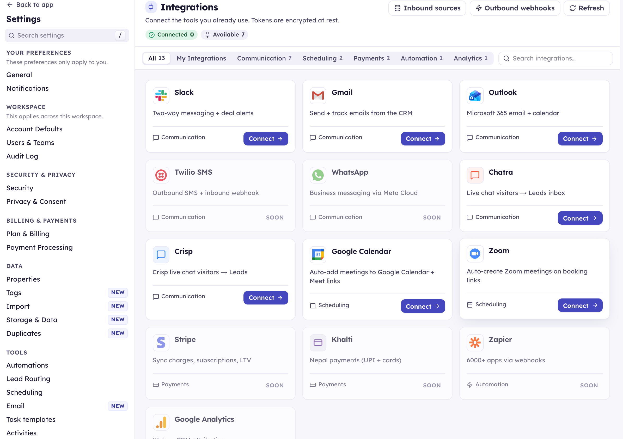 The Kudos CRM integrations directory — connect Slack, Gmail, Outlook, Stripe, Zapier and more.